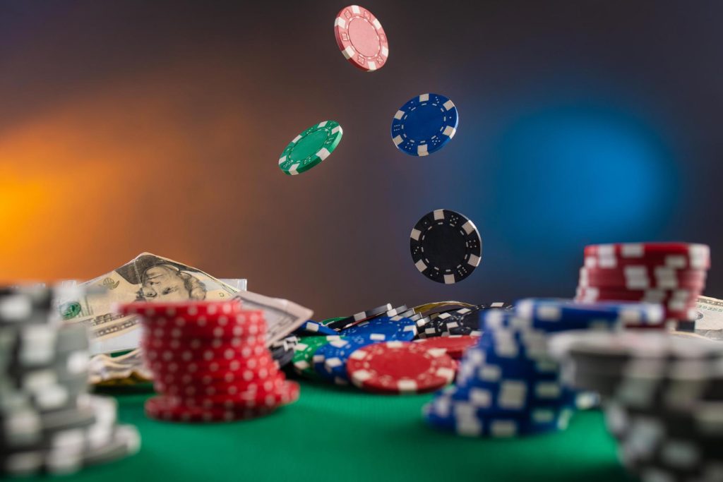 chips falling on poker table